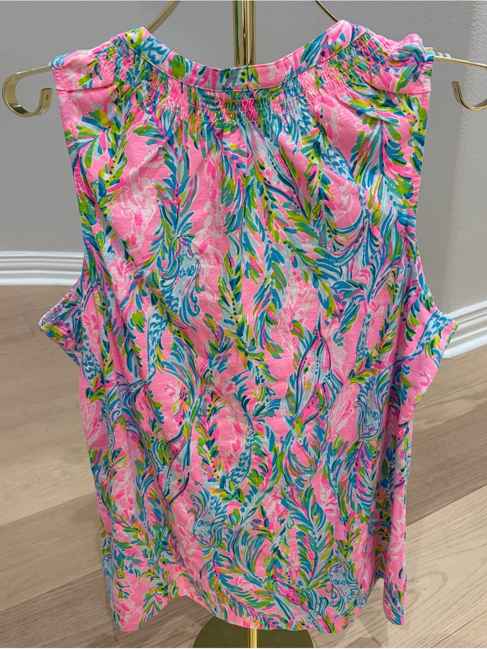 Lilly Pulitzer Pink Tropical Button-Front Blouse - Picture 3 of 4